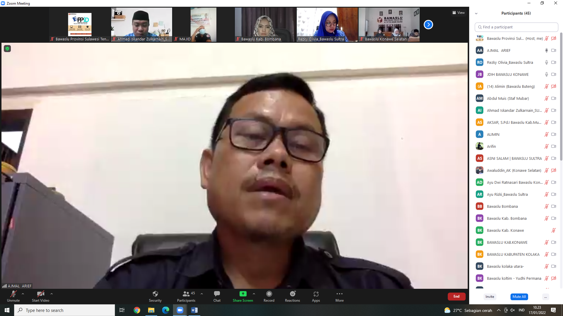 Optimalisasi JDIH Bawaslu Kabupaten/Kota se-Sulawesi Tenggara, Ajmal: Sultra Kategori Hijau