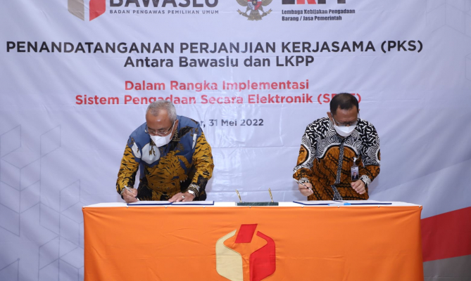 Tingkatkan Kapabilitas Pengadaan Barang Jasa, Bawaslu dan LKPP Tanda Tangani Perjanjian Kerja Sama