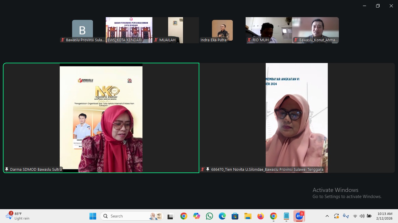 Darma, SP., MH (Anggota Bawaslu Sulawesi Tenggara) Dalam Arahannya Pada Saat Menjadi Pemantik di Edisi 4 Ngobrol Kamis Melalui Zoom Meeting
