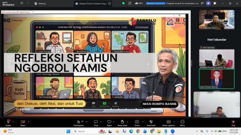 Iwan Rompo Banne (Ketua Bawaslu Provinsi Sulawesi Tenggara) Saat Memberikan Arahan Pada Edisi Ngobrol Kamis Edisi Kali Ini Melalui Zoom Meeting   