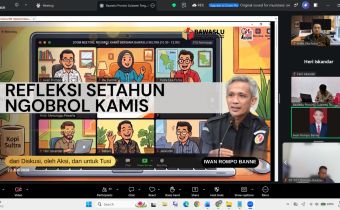 Iwan Rompo Banne (Ketua Bawaslu Provinsi Sulawesi Tenggara) Saat Memberikan Arahan Pada Edisi Ngobrol Kamis Edisi Kali Ini Melalui Zoom Meeting   