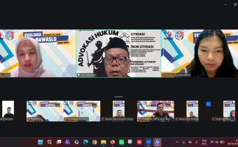H. Heri Iskandar, SM (Anggota Bawaslu Provinsi Sulawesi Tenggara) Saat Memberikan Sambutan dan Arahan Kepada Peserta kegiatan JDIH Melalui Zoom Meeting